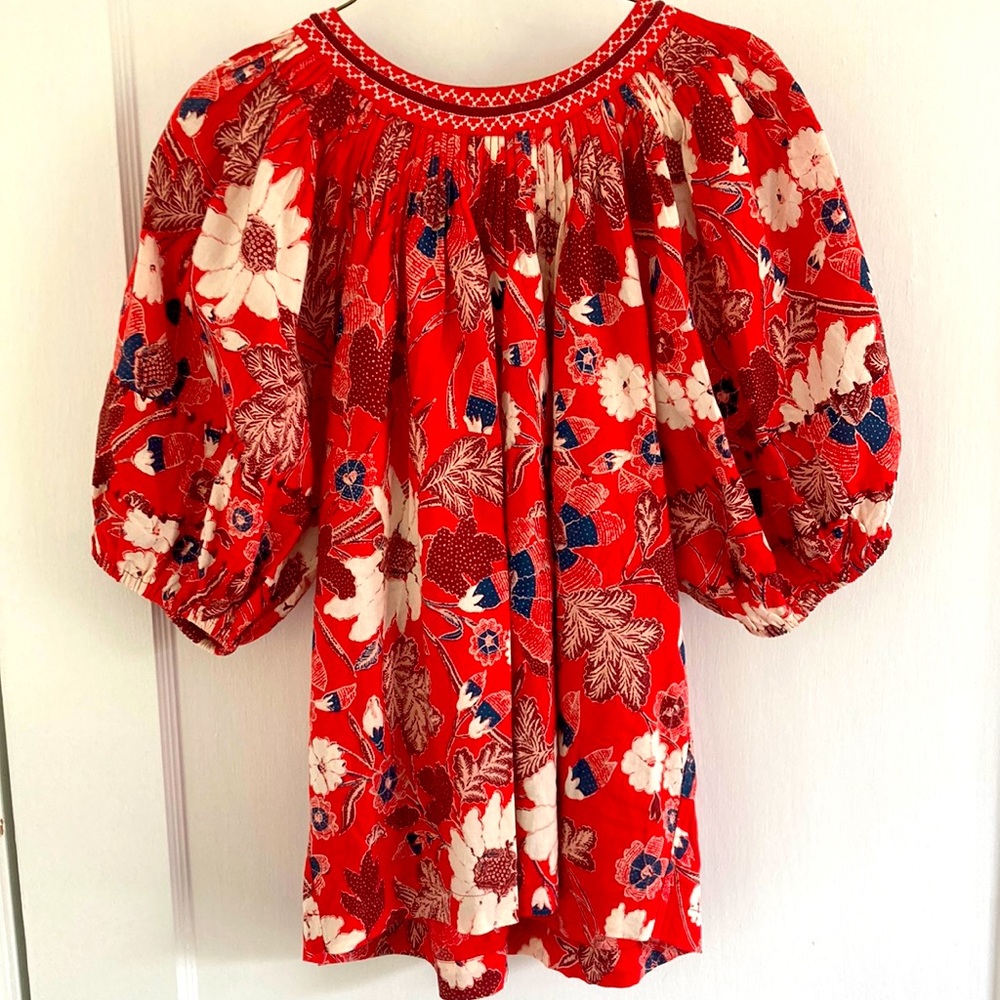 ULLA JOHNSON Celine Blouse in Scarlet- Sz 2 excellent condition